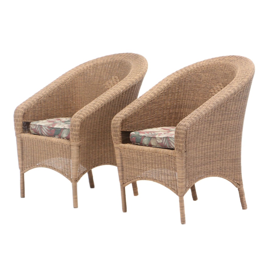 Pair of Wicker Arm Chairs, Late 20th Century