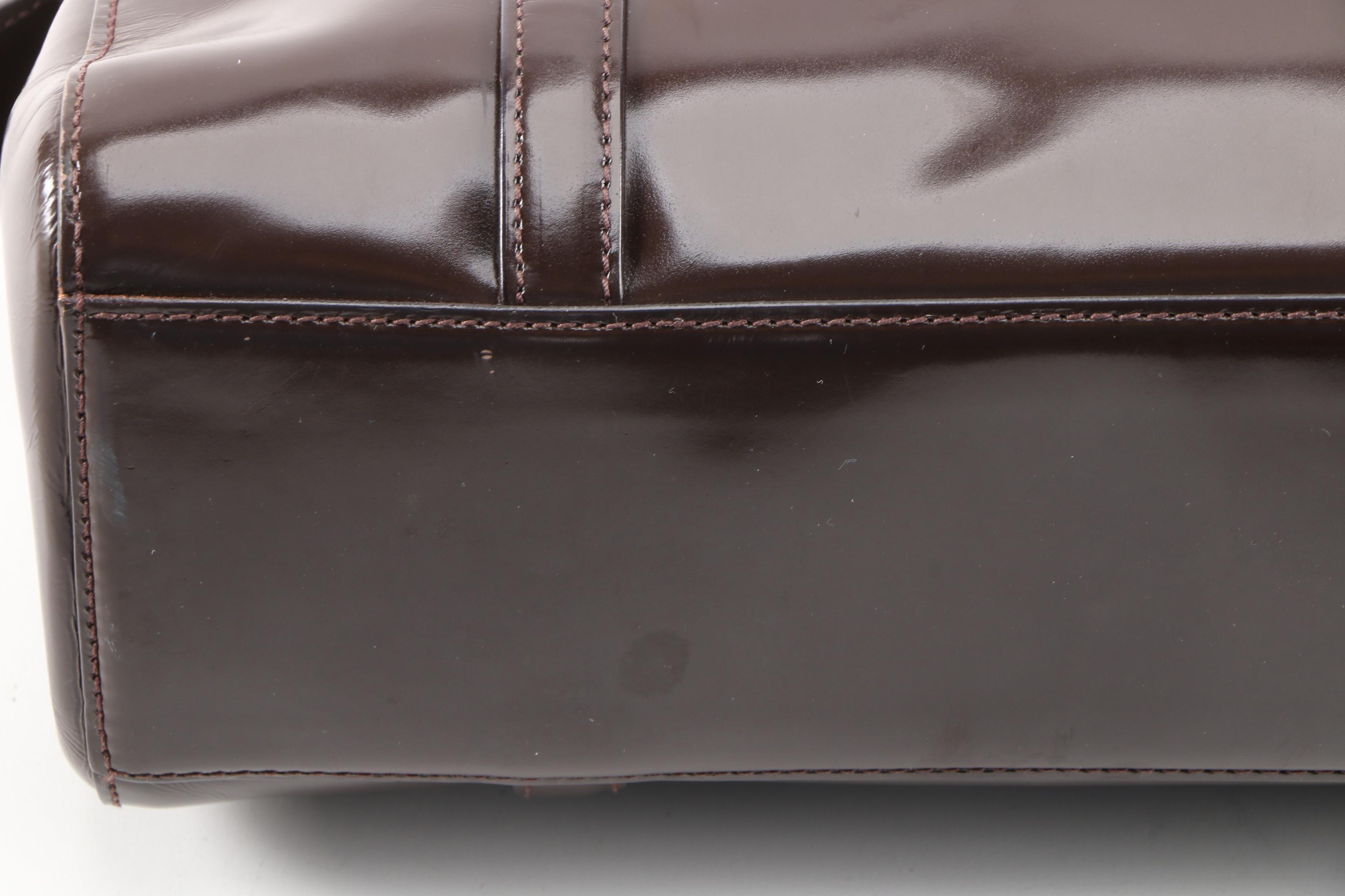 Prada Dark Brown Glazed Leather Domed Bag