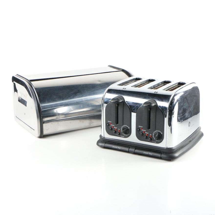 GE Classic Four-Slice Toaster and Countertop Bread Box