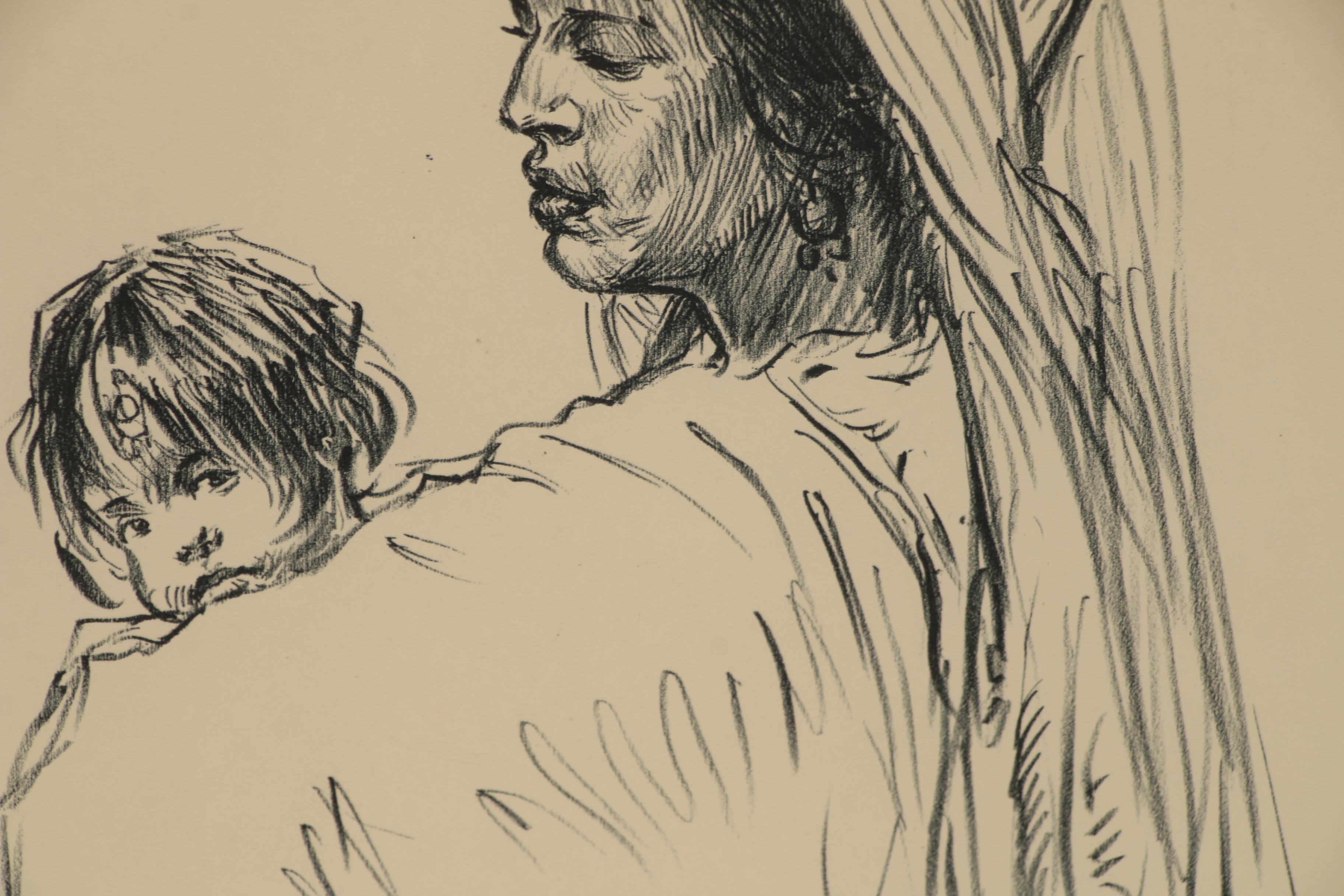Paul Ashbrook Lithograph of Mother and Child