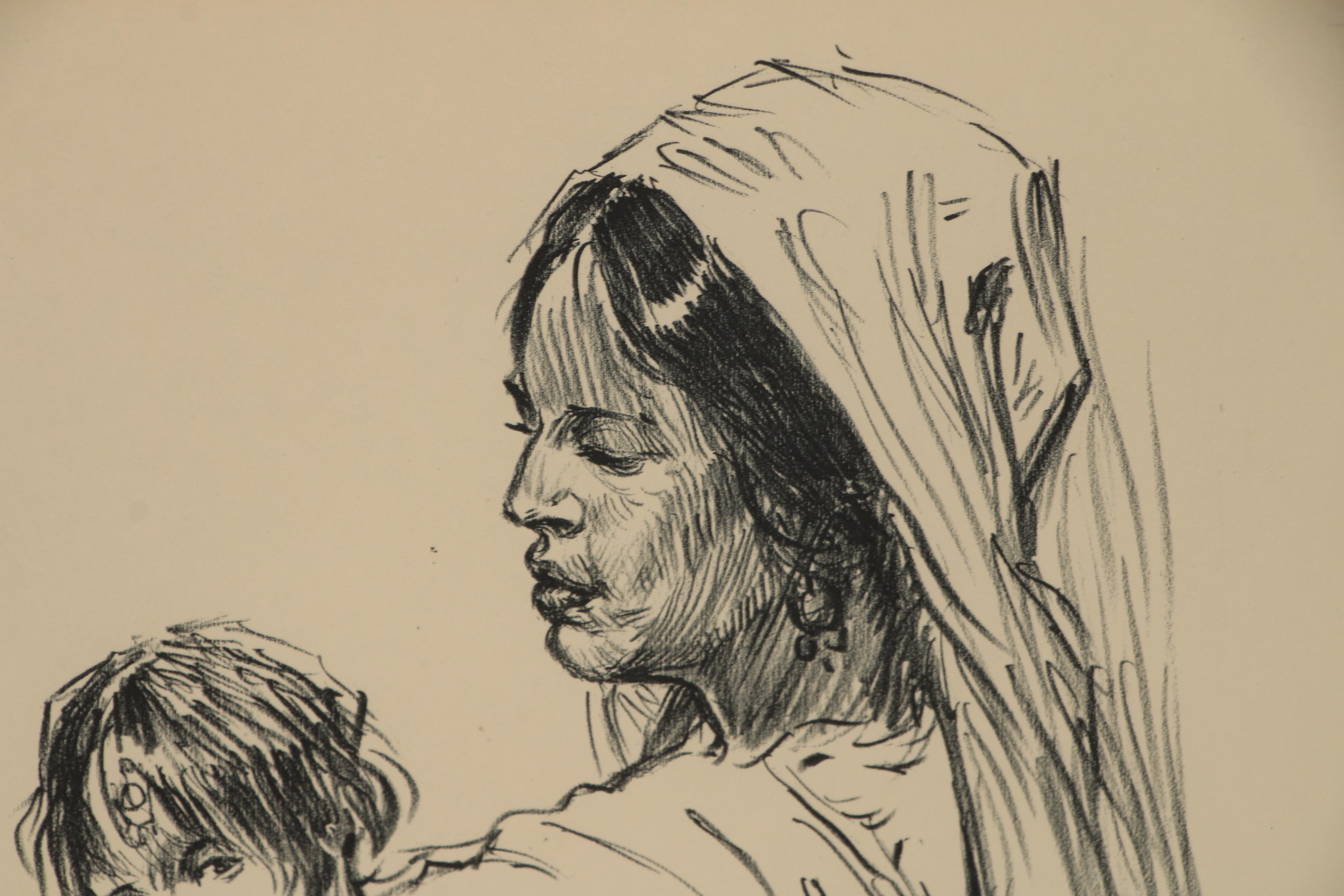 Paul Ashbrook Lithograph of Mother and Child