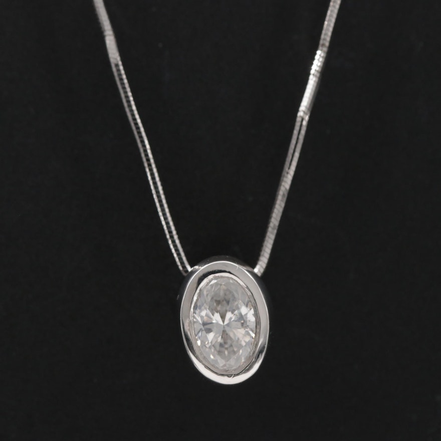 14K White Gold Diamond Pendant Necklace