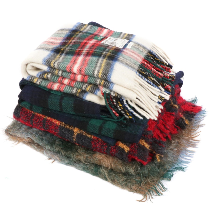 Vintage Wool and Mohair Blend Plaid Blankets