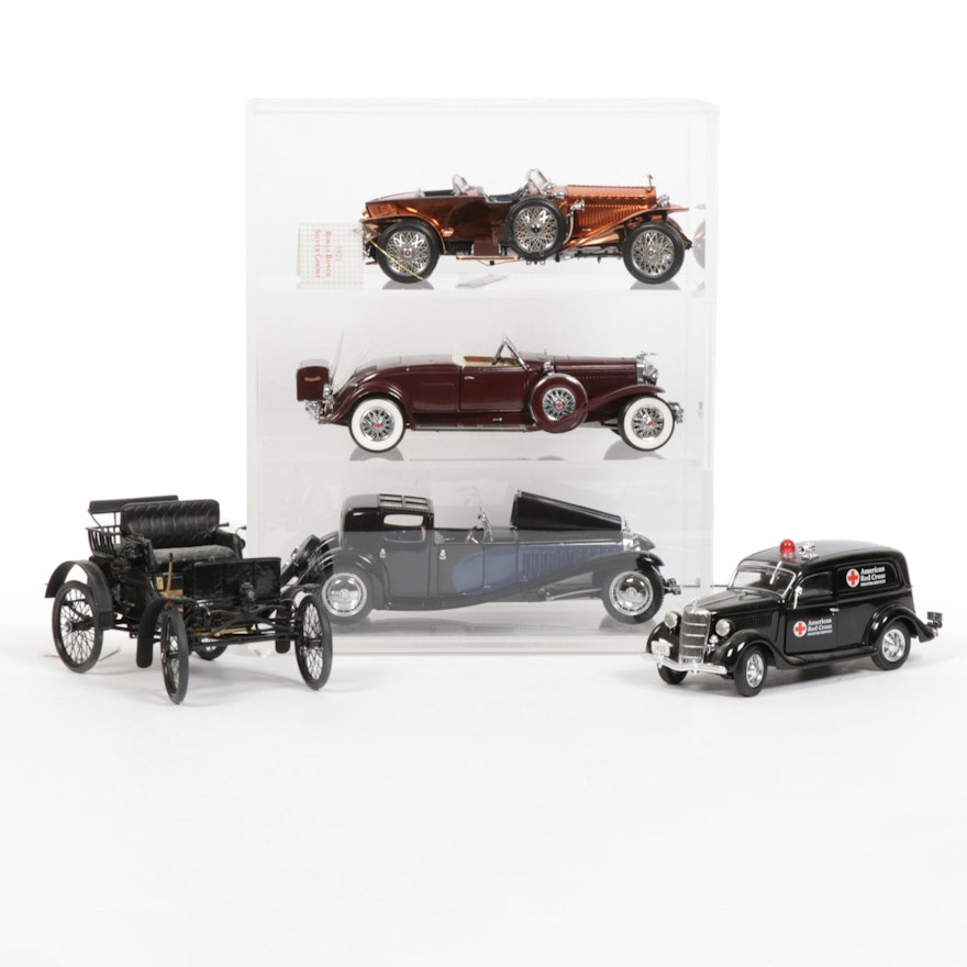 Franklin Mint and Crown Premiums Diecast Cars and Display Cases