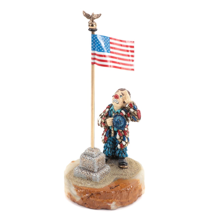 Ron Lee "Saluting the Flag" Clown Figurine, Limited Edition