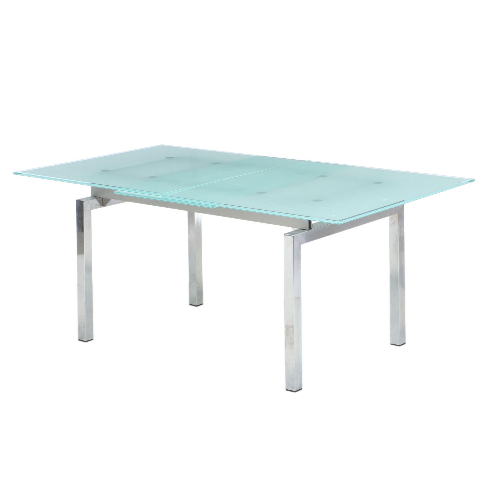Calligaris Modern Style Tempered Glass Expandable Table