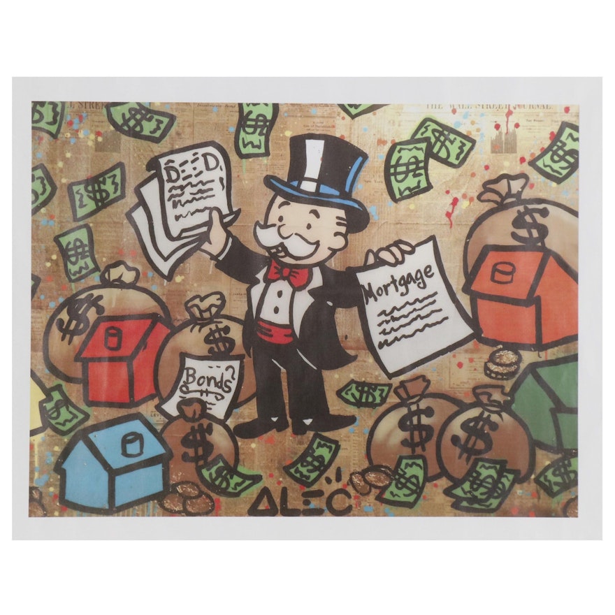 Pop Art Giclée after Alec Monopoly Featuring Mr. Monopoly