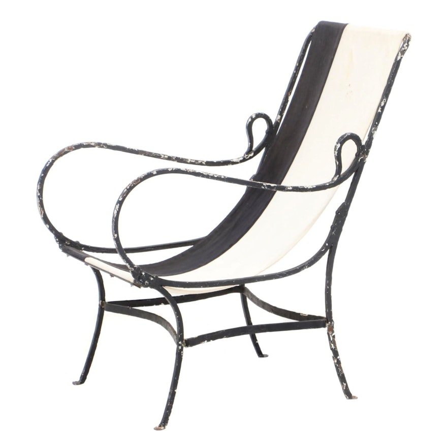 Painted Iron Sling-Seat Lounge Chair, Second Half 20th Century