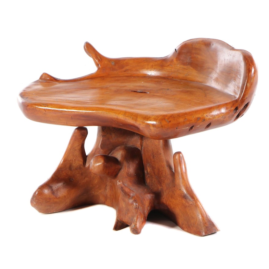 Naturalistic Pine Stool, In the Manner of Thomas Molesworth, Mid-20th Century