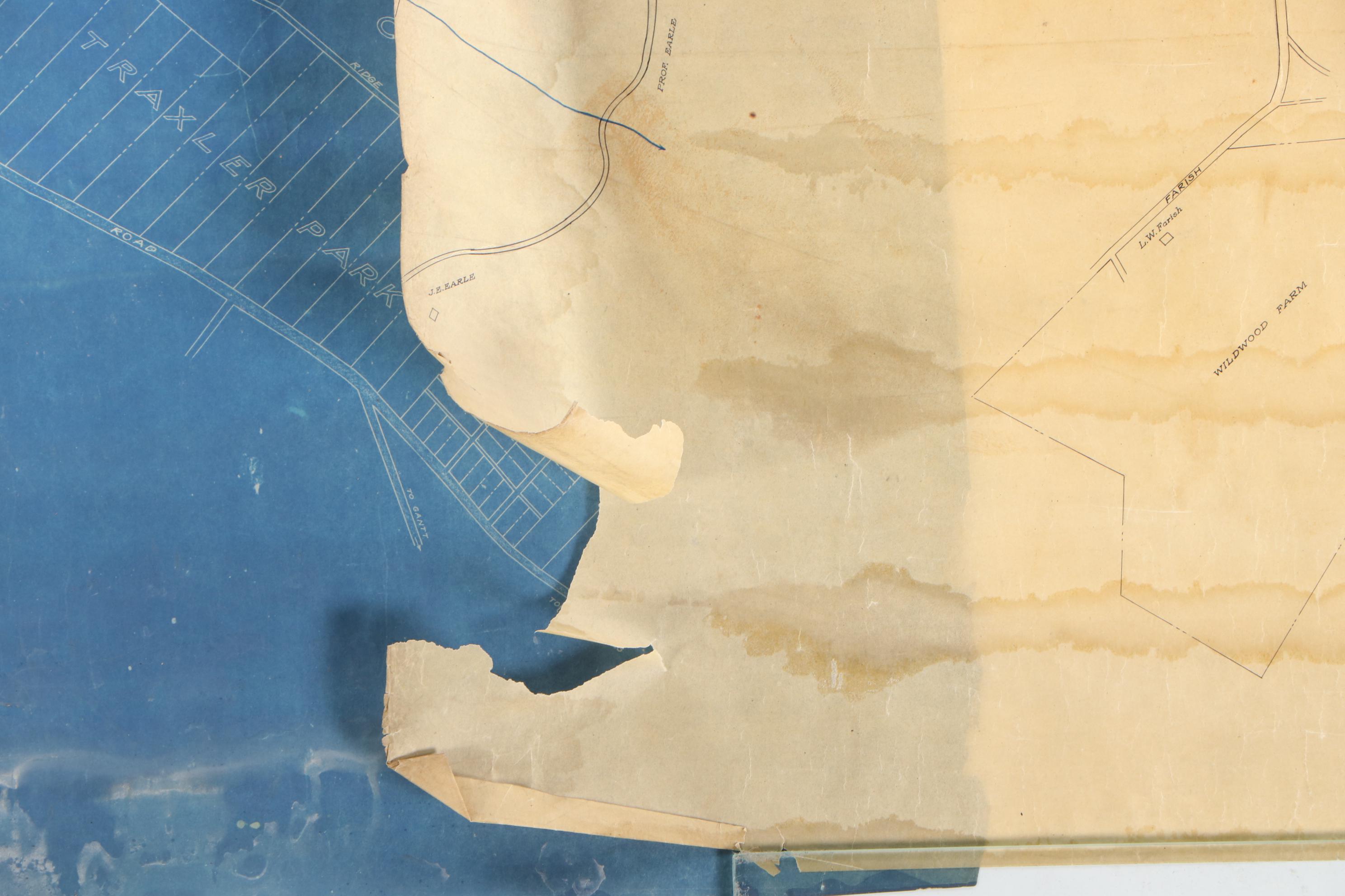 Large-Format Map Draft and Blueprint of Greenville, South Carolina, 1920