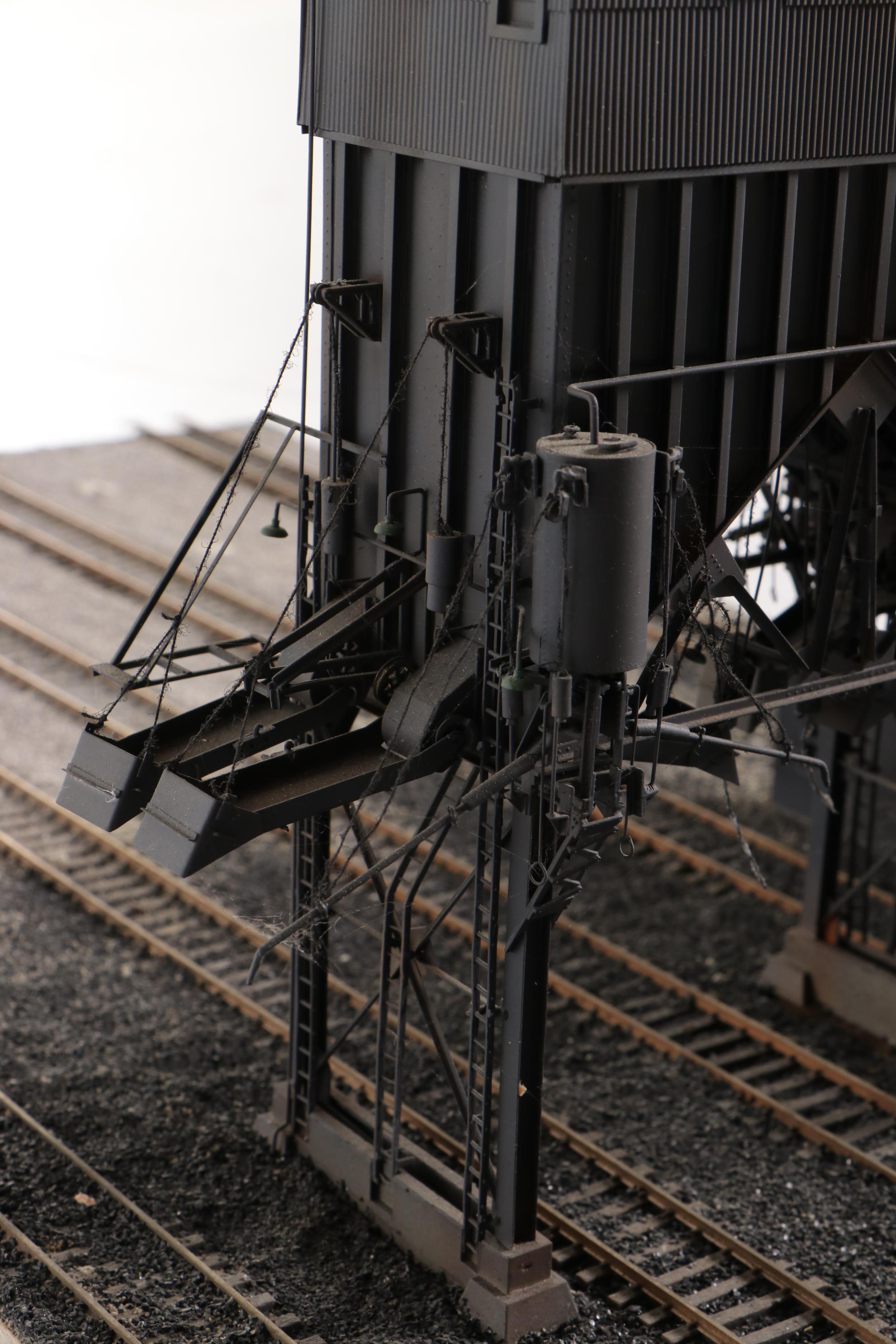 Handcrafted Brass Model Train Mining Coal Station with Conveyor Belt