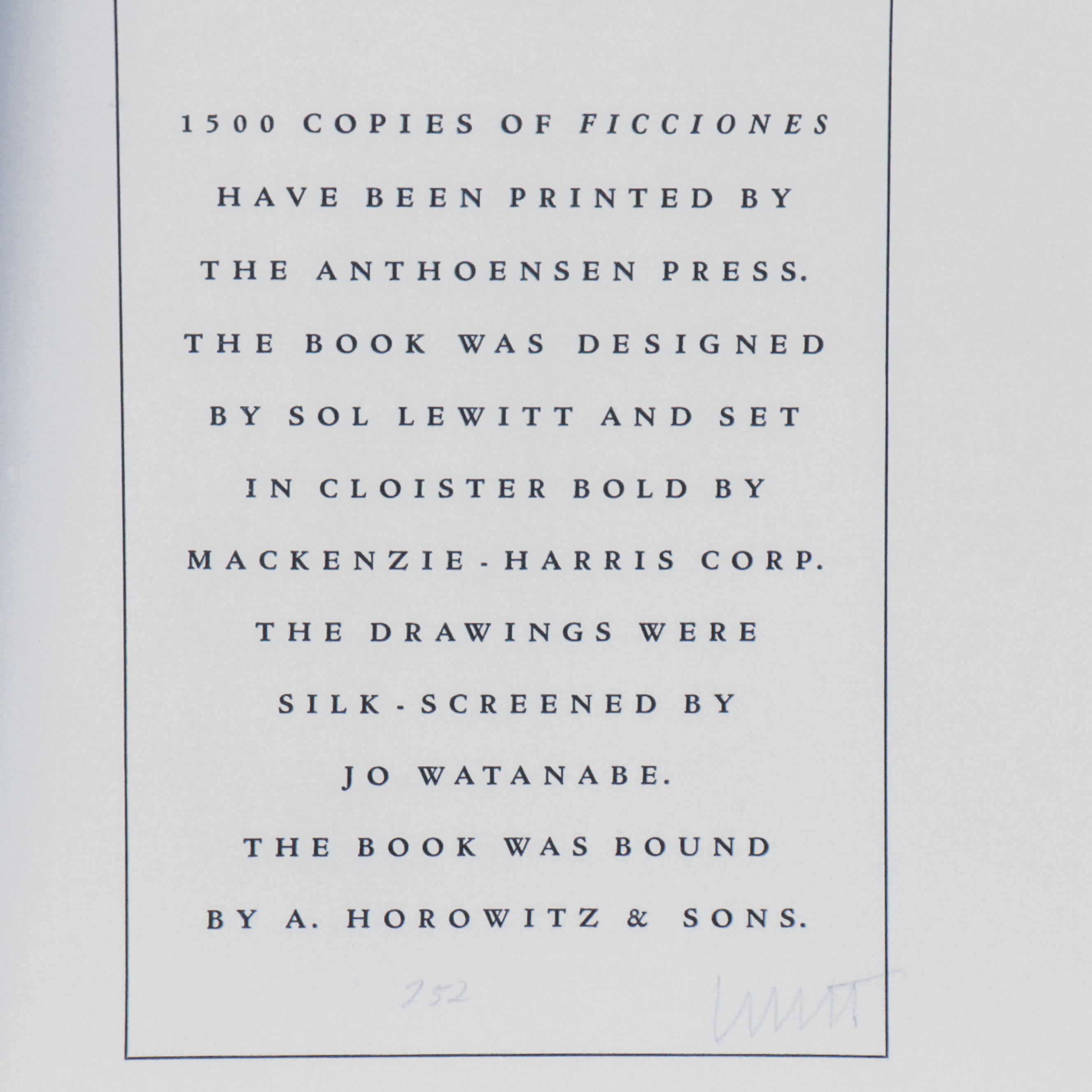 Sol LeWitt Silkscreen for "Ficciones", 1984