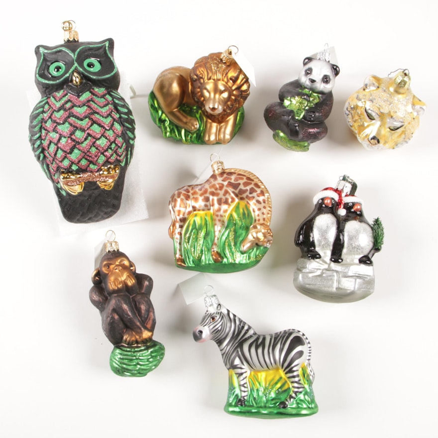 German and Polish Hand Crafted Christmas Animal Theme Ornaments