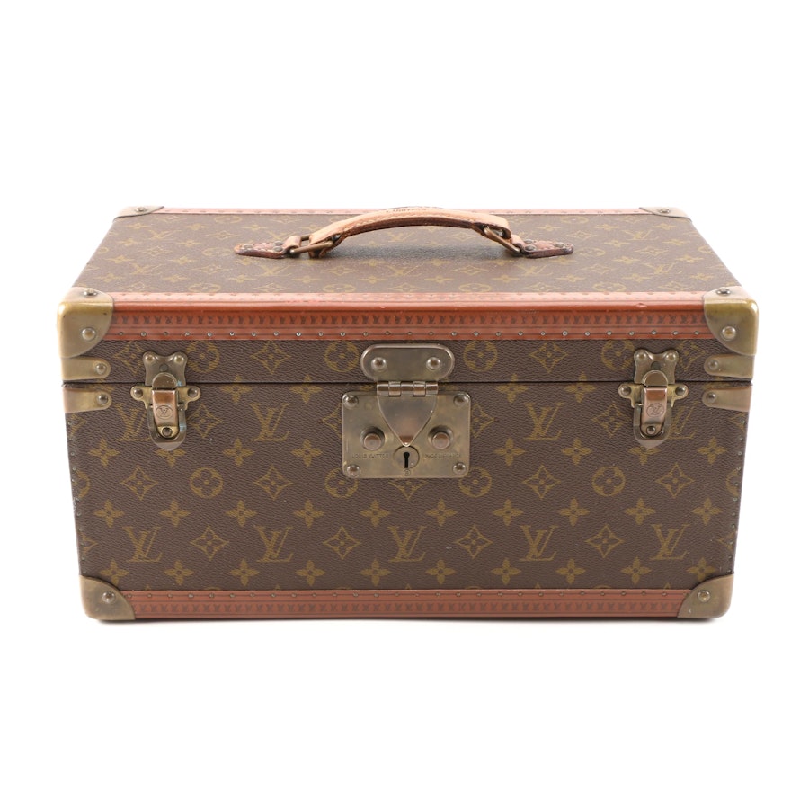 Louis Vuitton Train Case in Monogram and Leather, 1960s Vintage