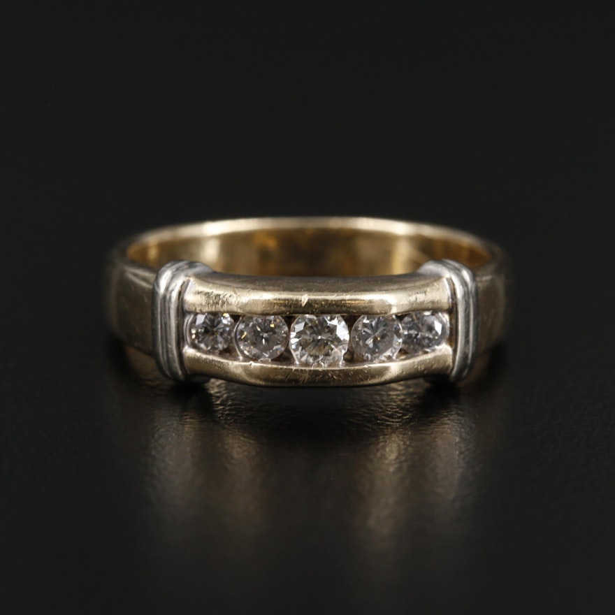 14K Yellow Gold Diamond Channel Band