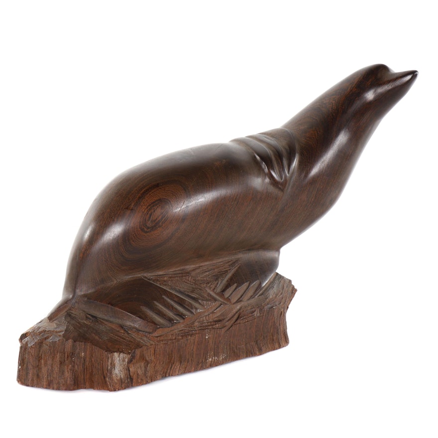 Hand-carved Wooden Seal Sculpture