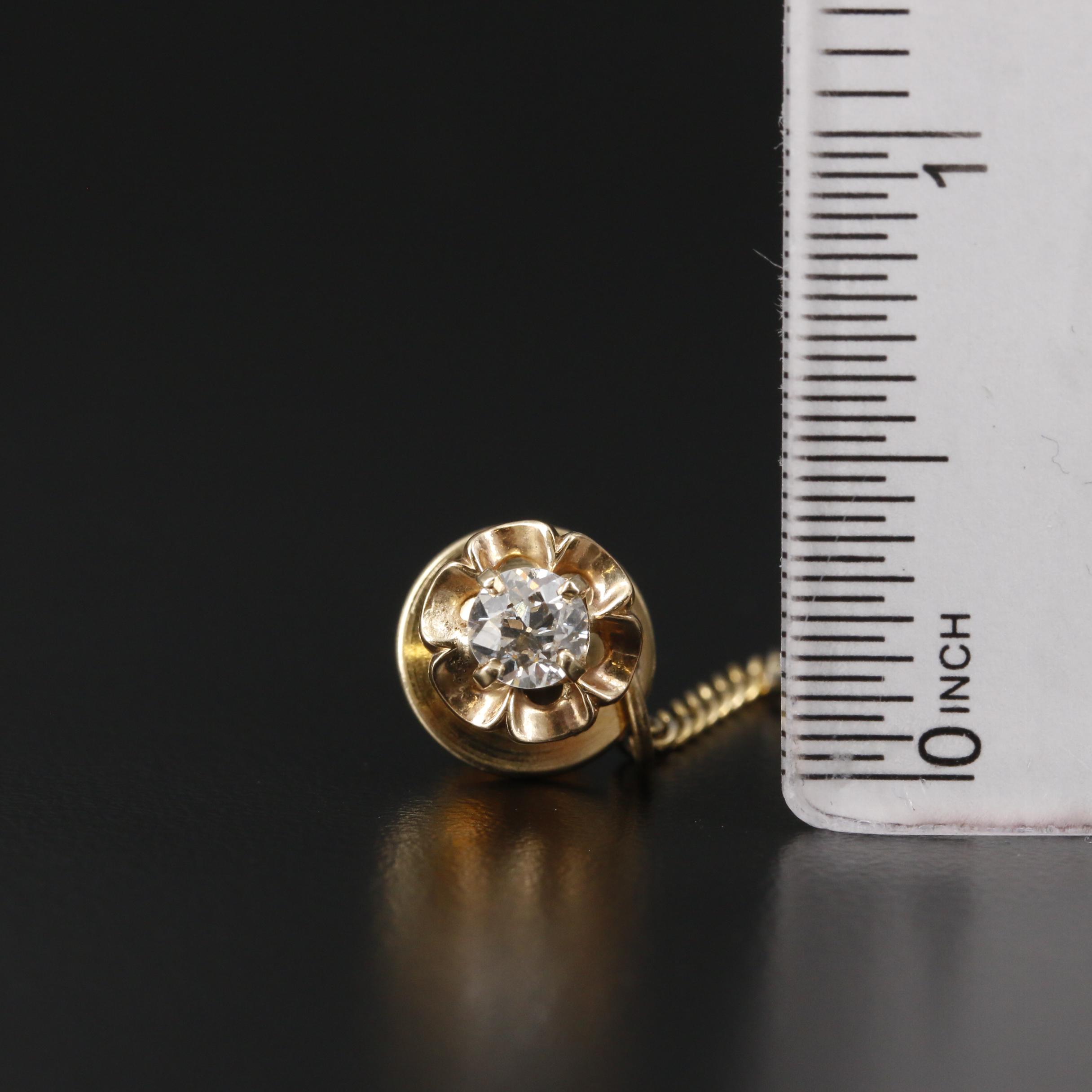 14K Yellow Gold Diamond Tie Tack