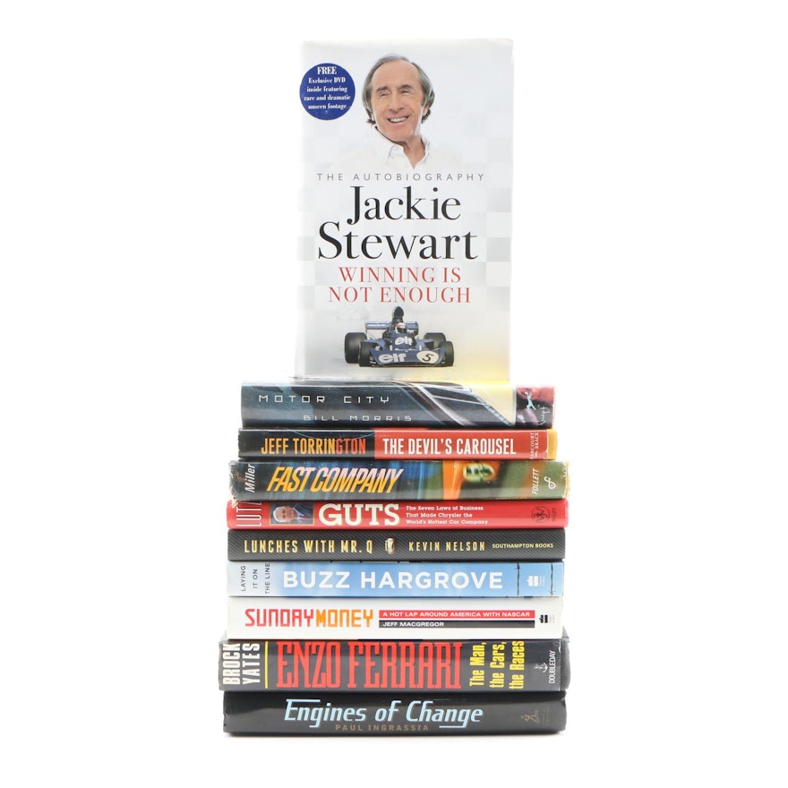 Jackie Stewart Signed First Edition "Winning is Not Enough" with Other Car Books
