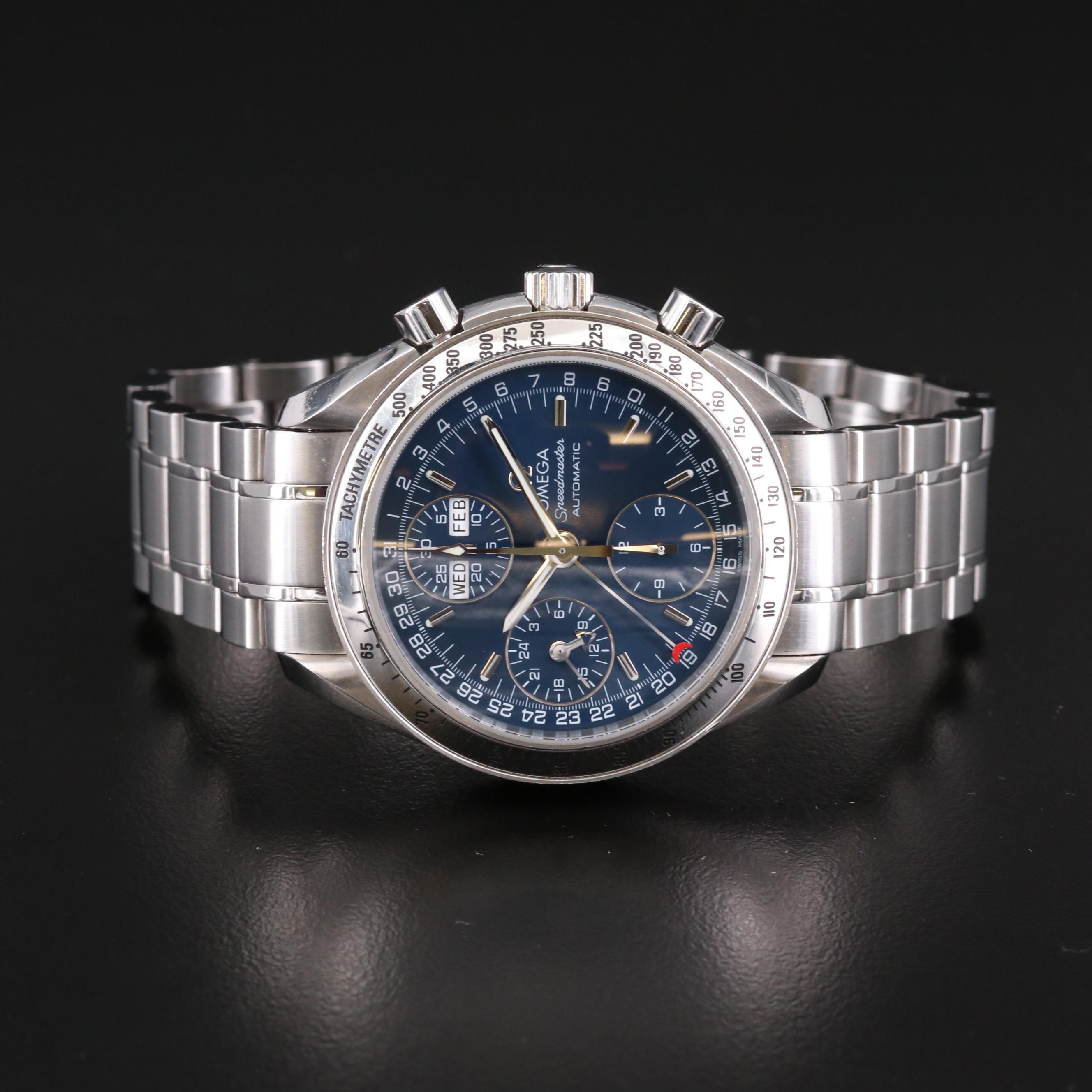 Omega Speedmaster Day-Date Stainless Steel Automatic Chronograph Watch