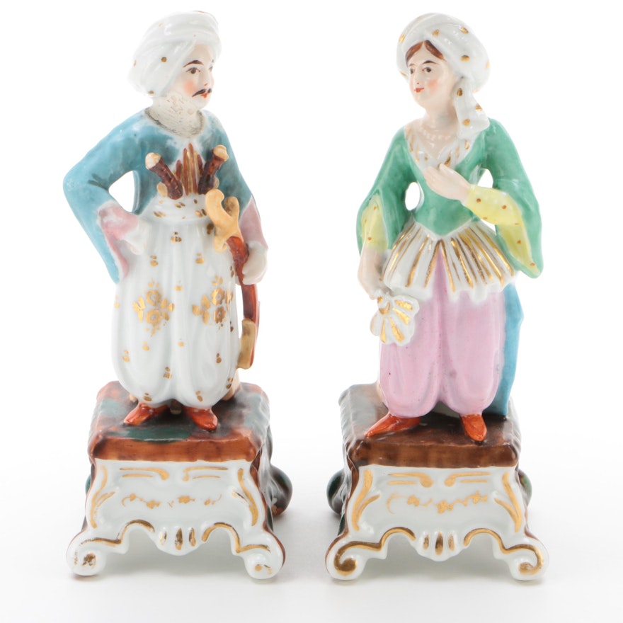 German Porcelain Fairing Figurines with Turbans, 1890-1920