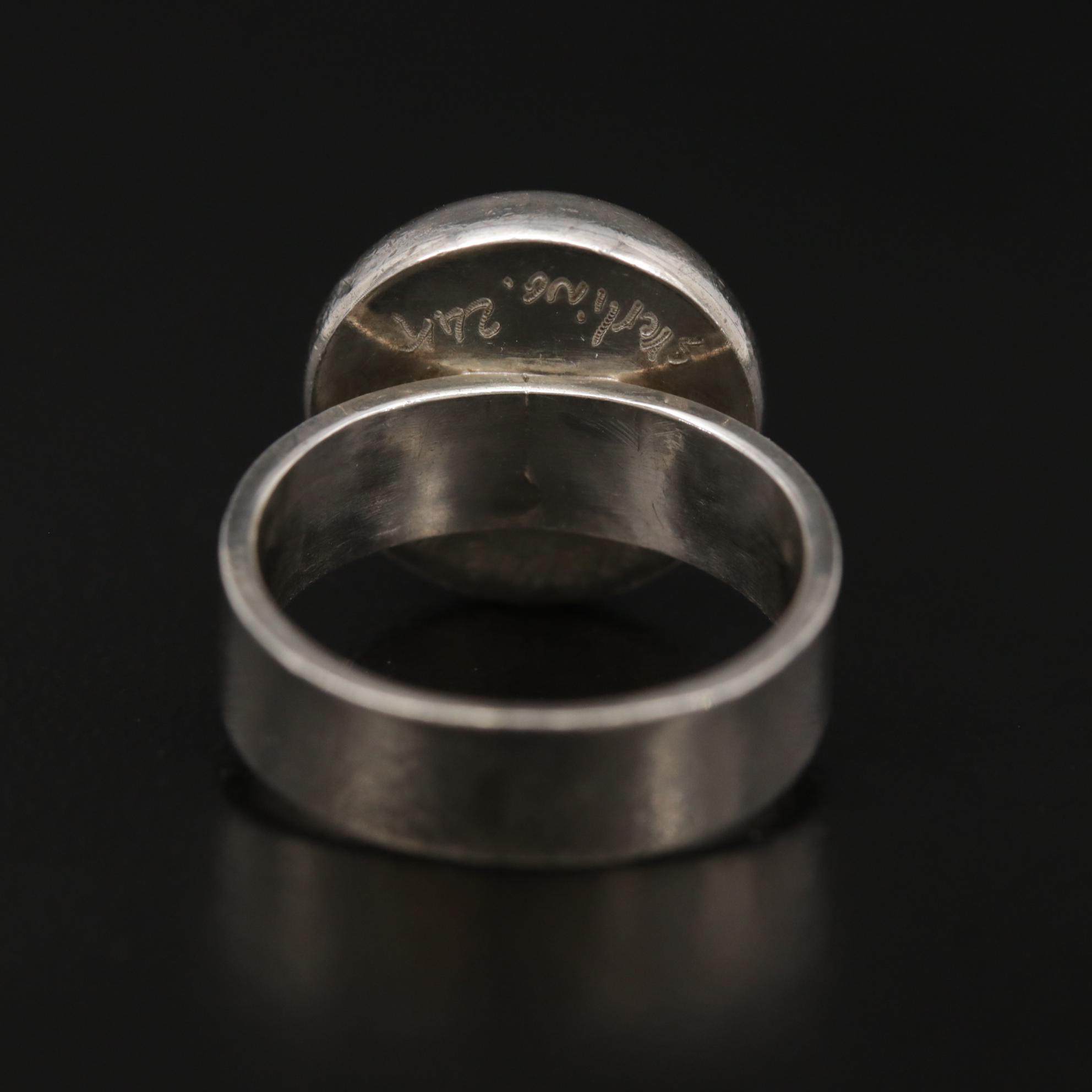 Celiane & Ronald Dunetz Sterling Cloisonné Enamel Ring with 24K Accents