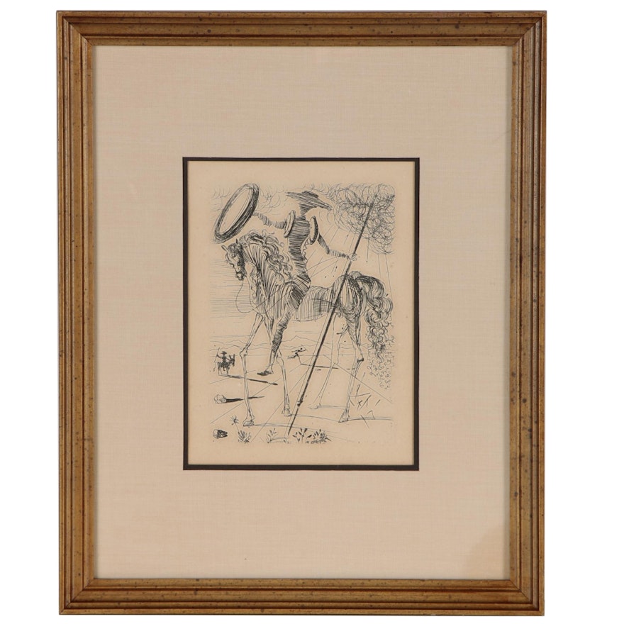 Salvador Dalí Second Edition Restrike Etching "Don Quixote"