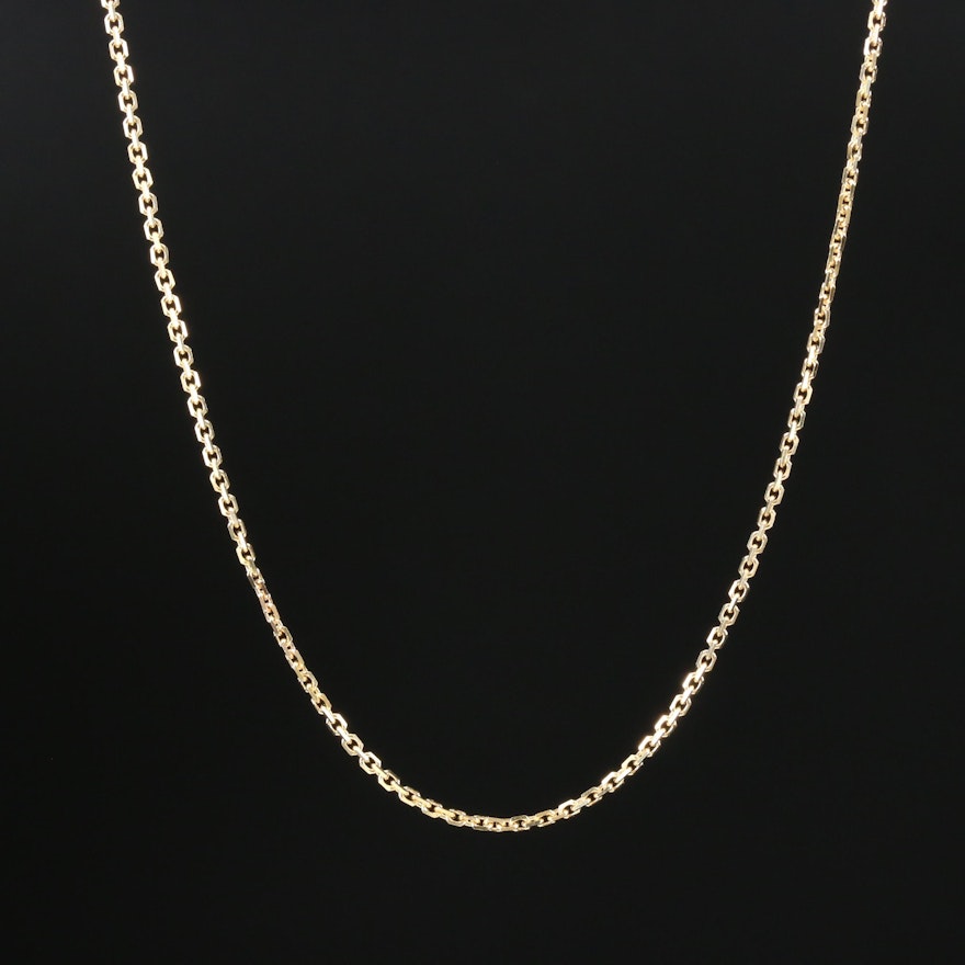 14K Yellow Gold Square Cable Chain Necklace