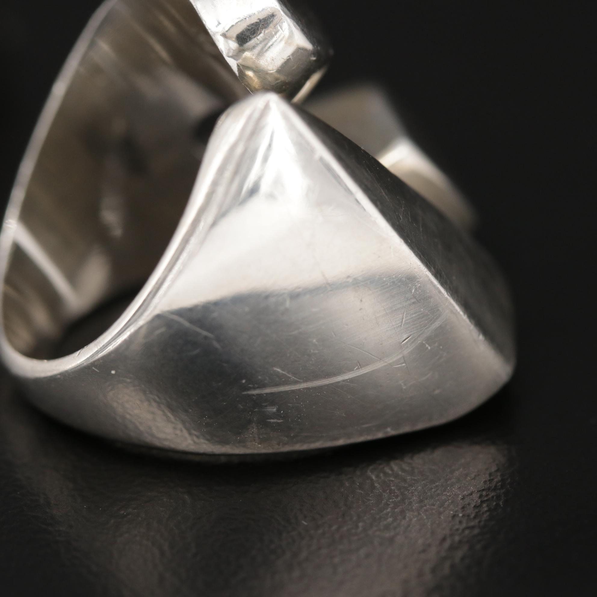 Sterling Silver Rings Including Mexican Piece and Cubic Zirconia