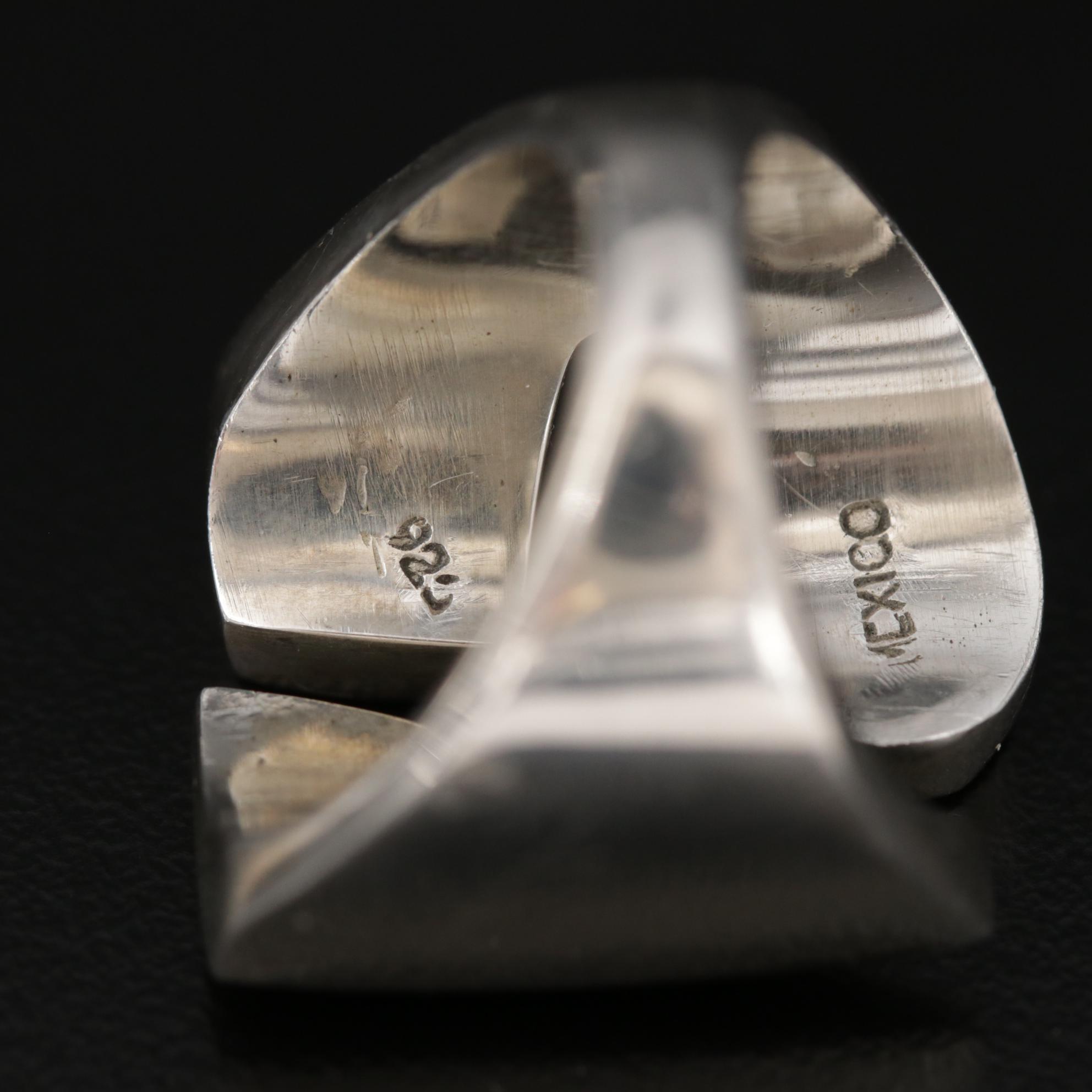 Sterling Silver Rings Including Mexican Piece and Cubic Zirconia