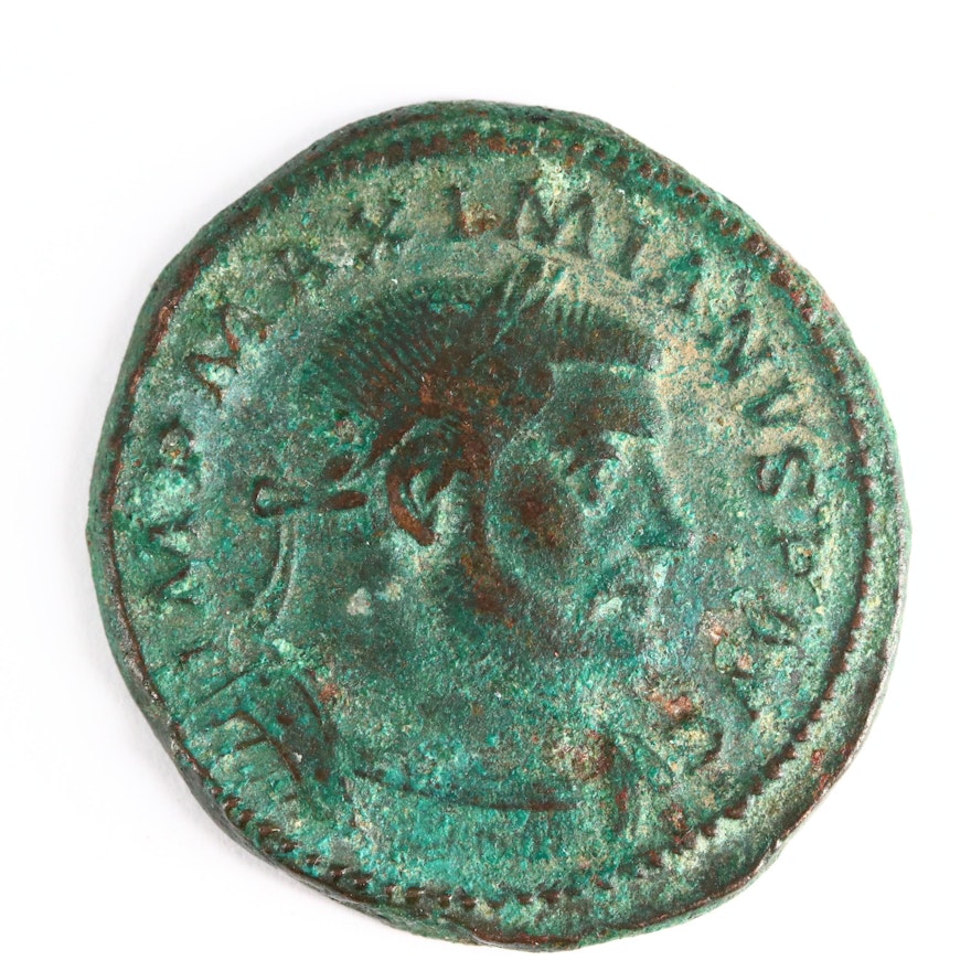 Ancient Roman Imperial AE Follis Coin of Maximianus, ca. 302 A.D.