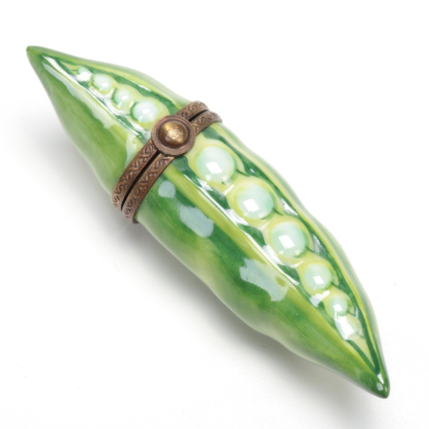 Parry Vielle Hand-Painted Porcelain Pea Pod Limoges Box