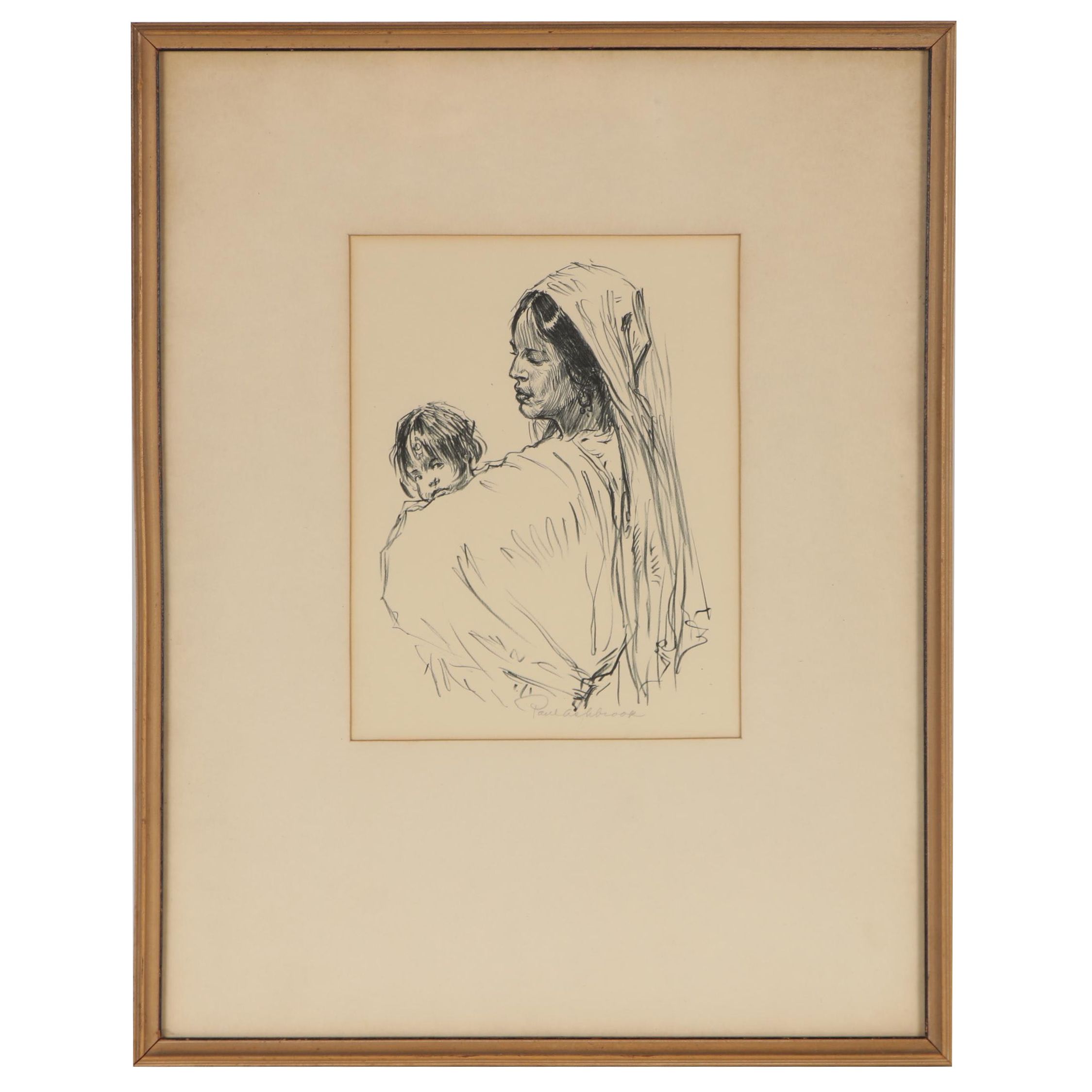 Paul Ashbrook Lithograph of Mother and Child