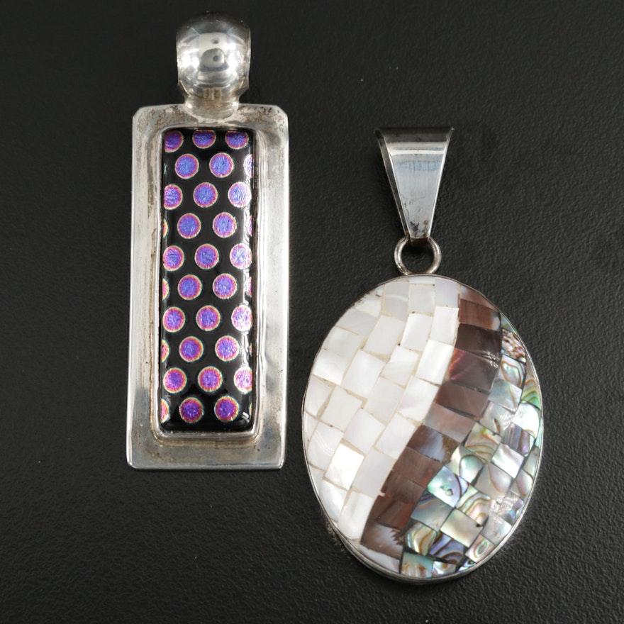 Lee Bennett Navajo Diné Sterling Silver Mother Of Pearl and Abalone Pendants