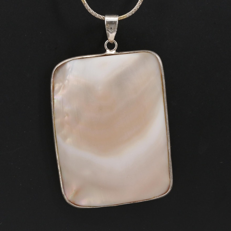 Blister Pearl and Shell Pendant with Sterling Silver Chain