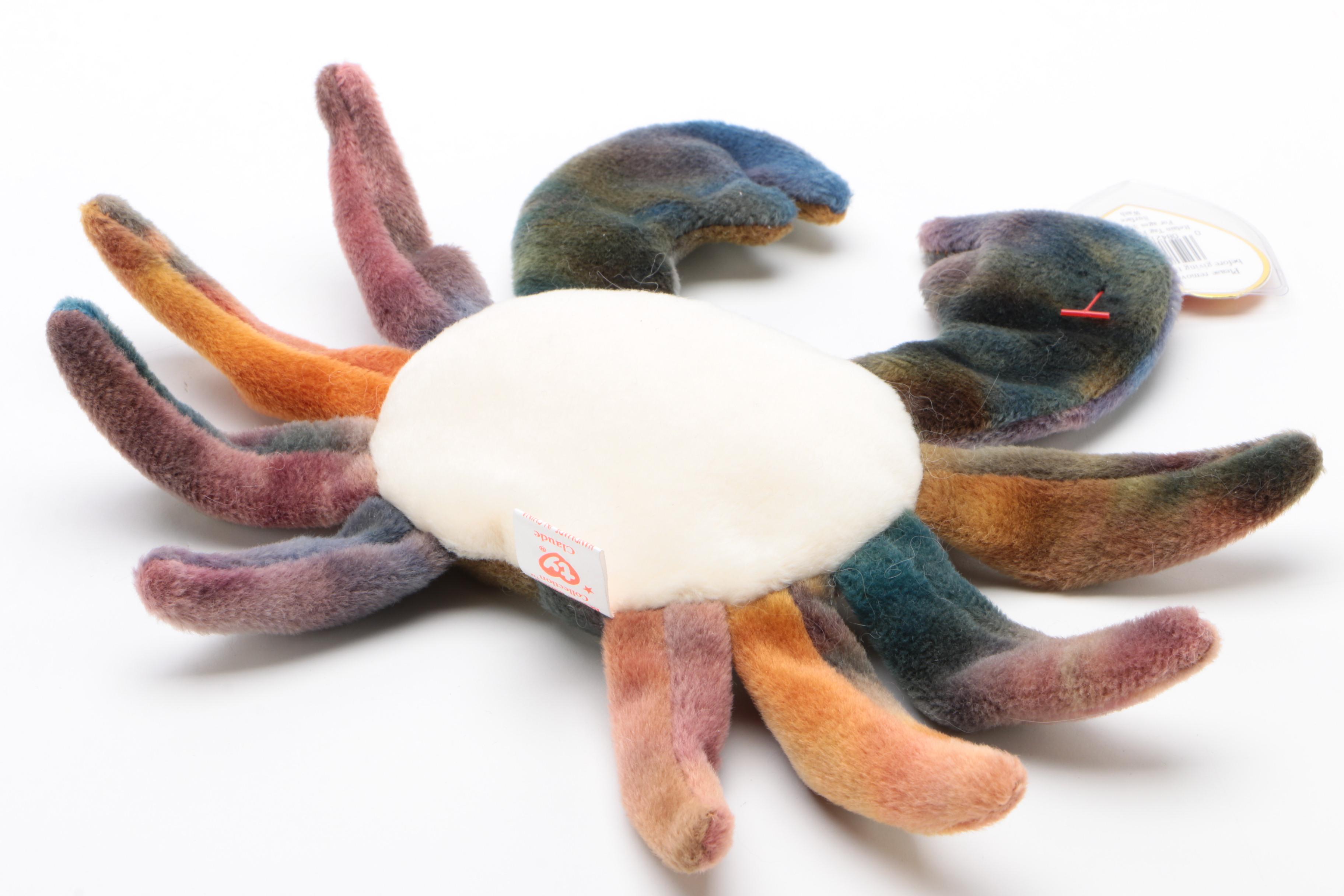 Ty Beanie Baby "Claude" the Crab Stuffed Toy with 4th Generation Swing Tag