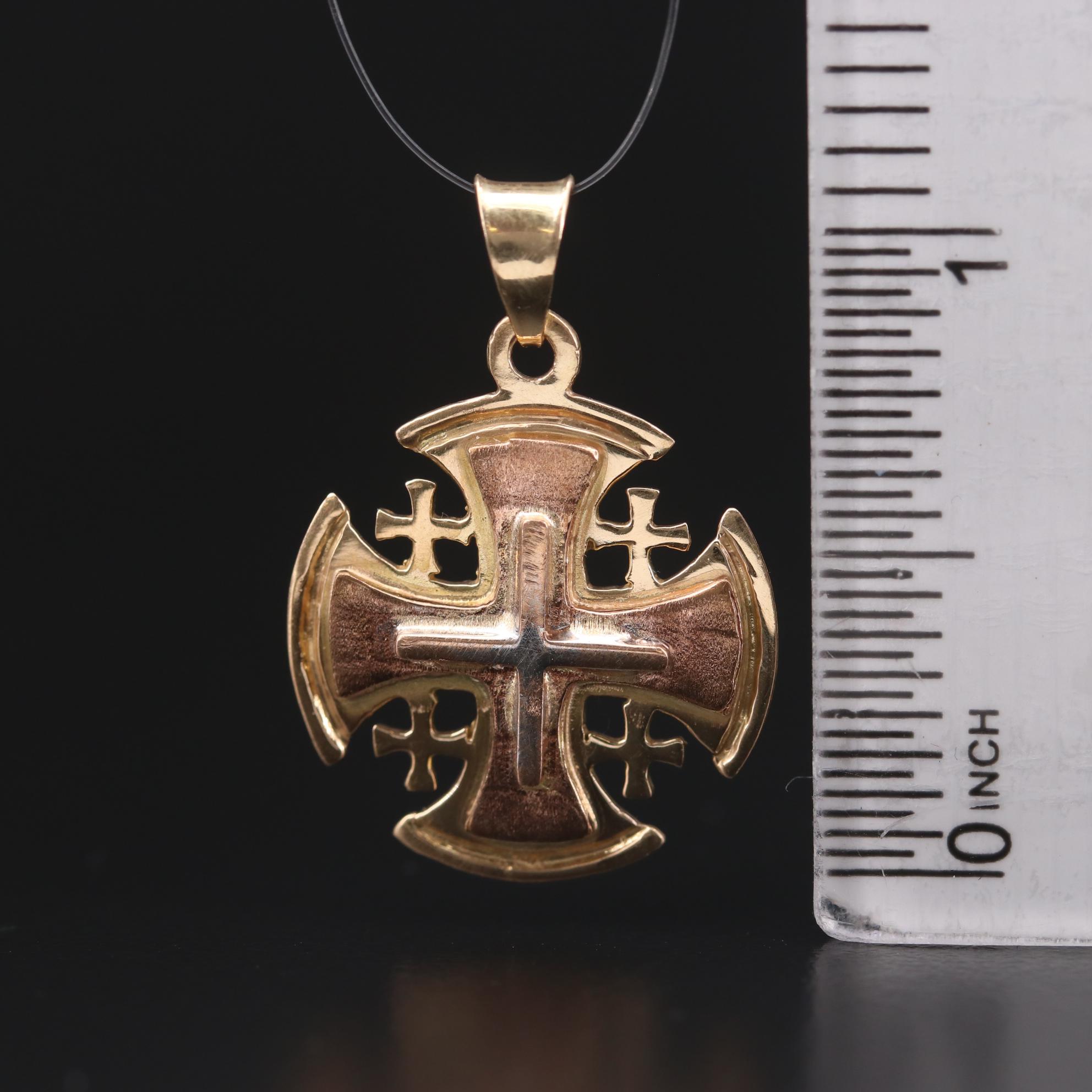14K Gold Jerusalem Cross Pendant