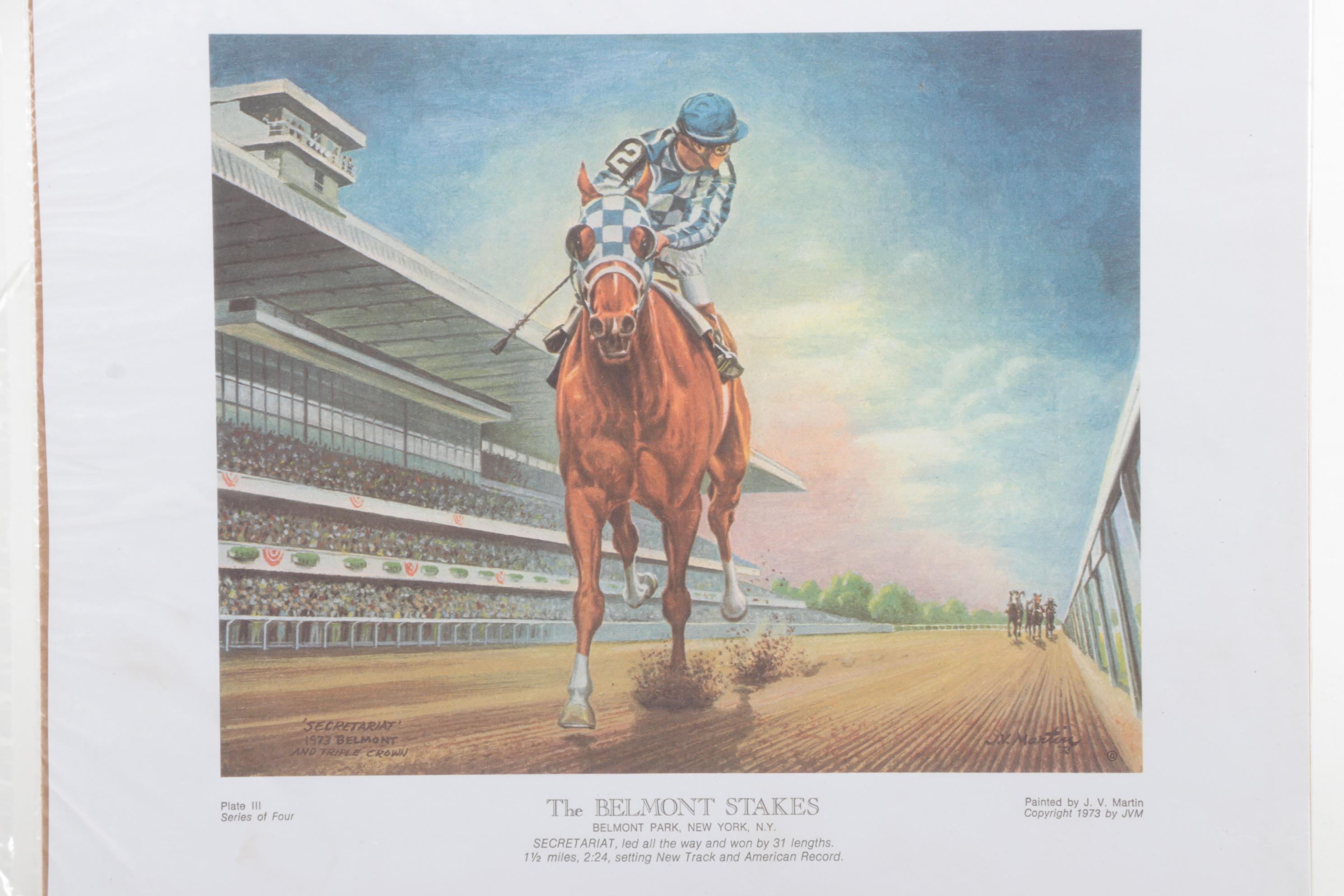 Triple Crown Winner Secretariat Portrait and Action Prints, Artist J.V. Martin