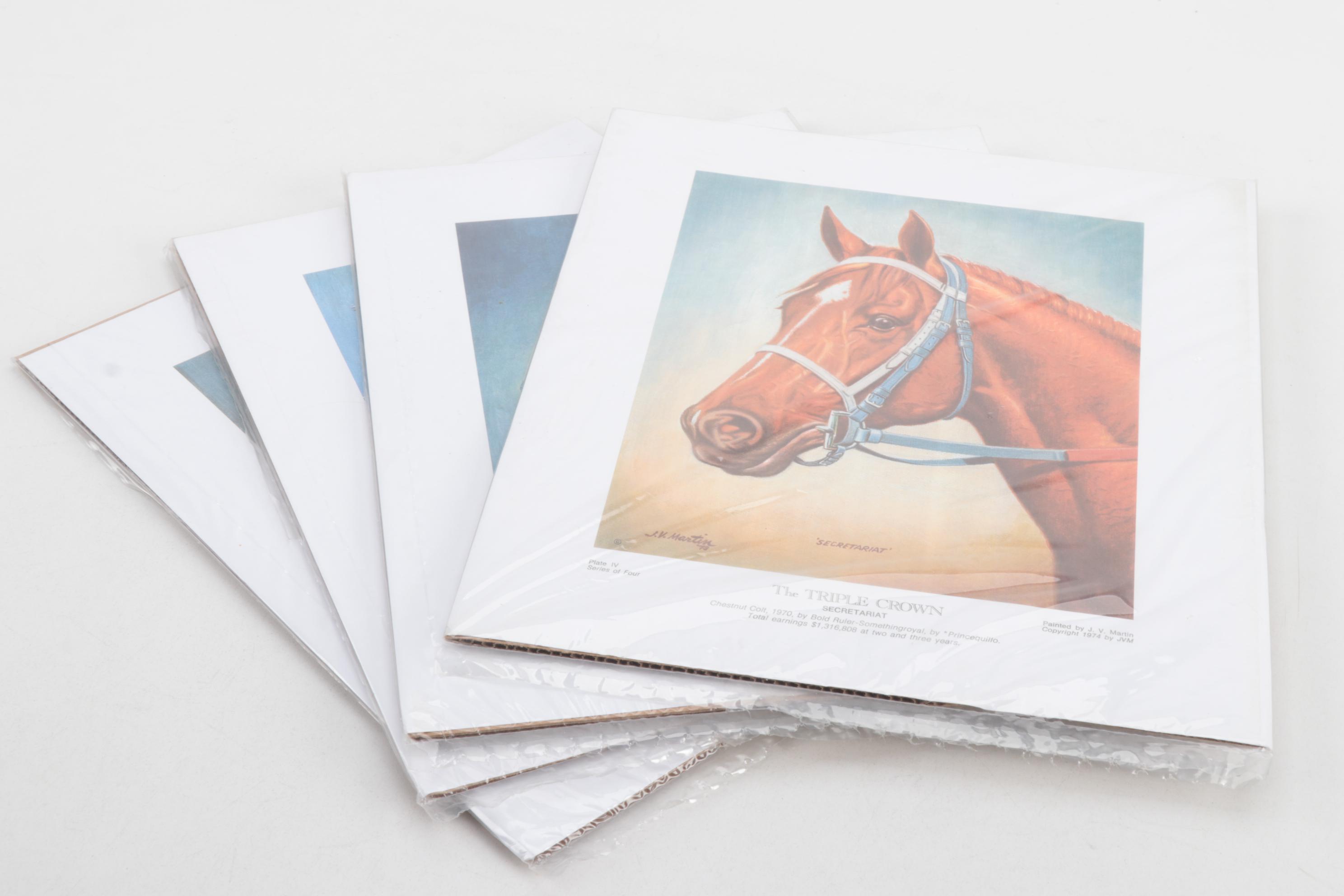Triple Crown Winner Secretariat Portrait and Action Prints, Artist J.V. Martin
