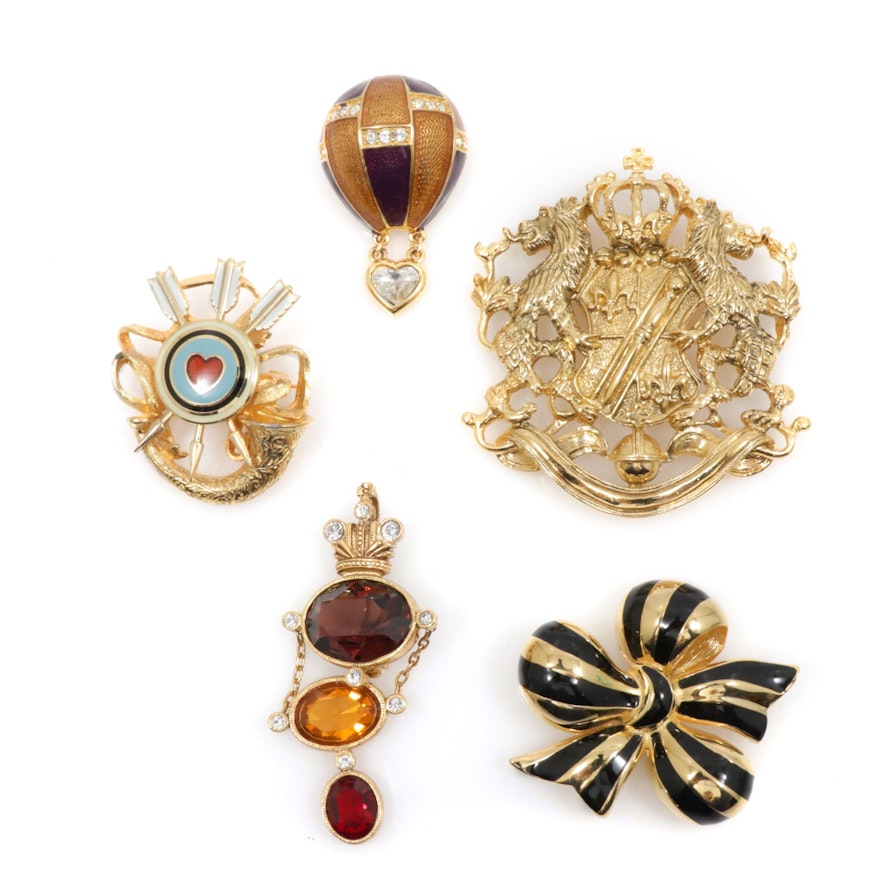 Joan Rivers Rhinestone and Enamel Brooches