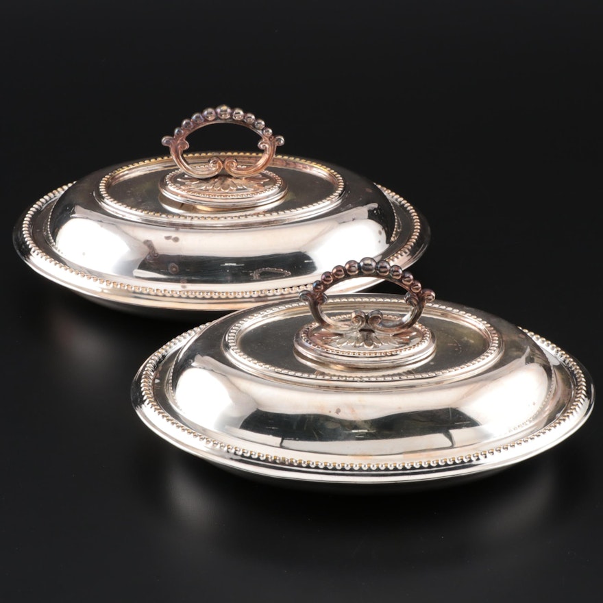 Pair of Silver Plate Covered Entreé Dishes
