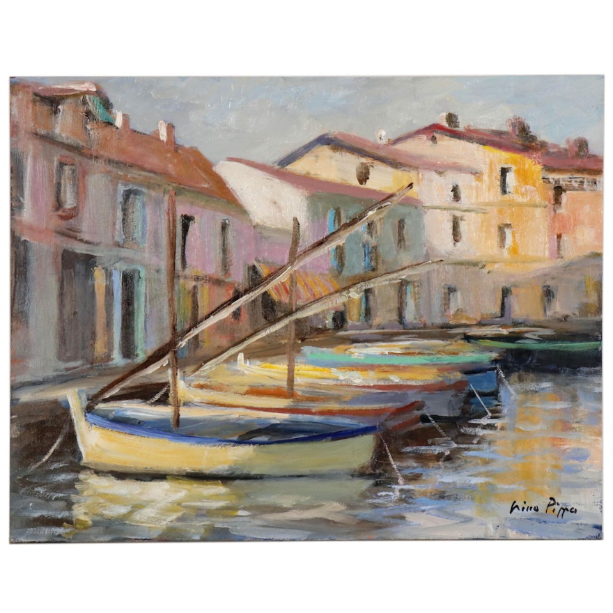 Nino Pippa Oil Painting "Provence - French Riviera - Mertigues Marina"