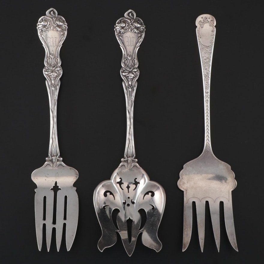 Alvin Sterling Silver Utensils with Charles James Allen & Sidney Darwin Fork