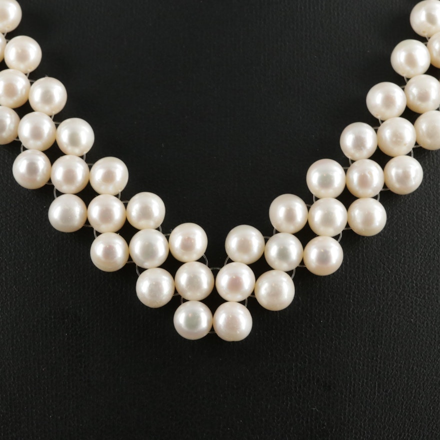Cultured Pearl Necklace with 14K White Gold Clasp