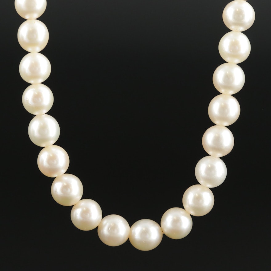 Vintage Cultured Pearl Necklace with 14K White Gold Clasp