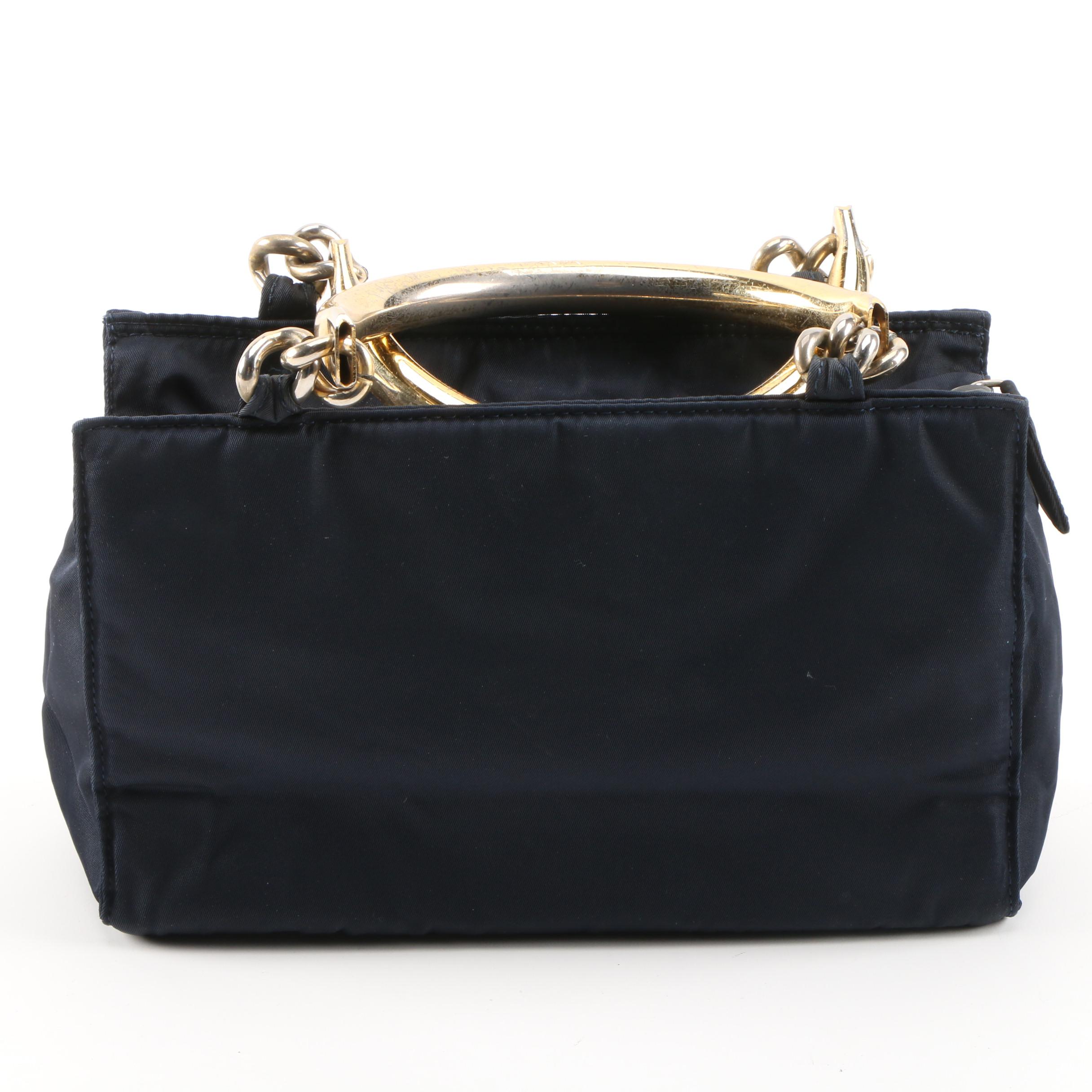 Prada Midnight Blue Tessuto Nylon Bracelet Handle Bag