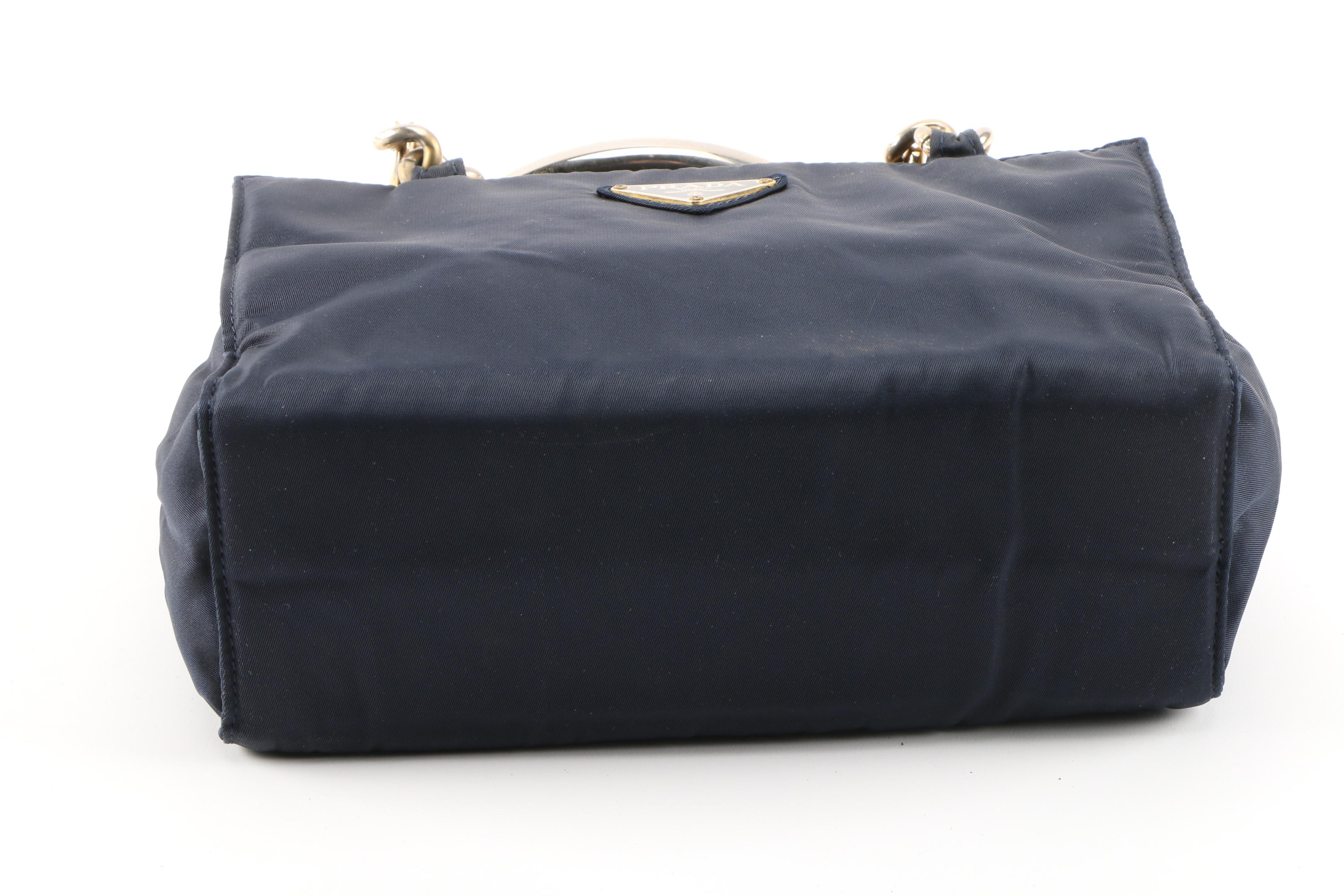 Prada Midnight Blue Tessuto Nylon Bracelet Handle Bag