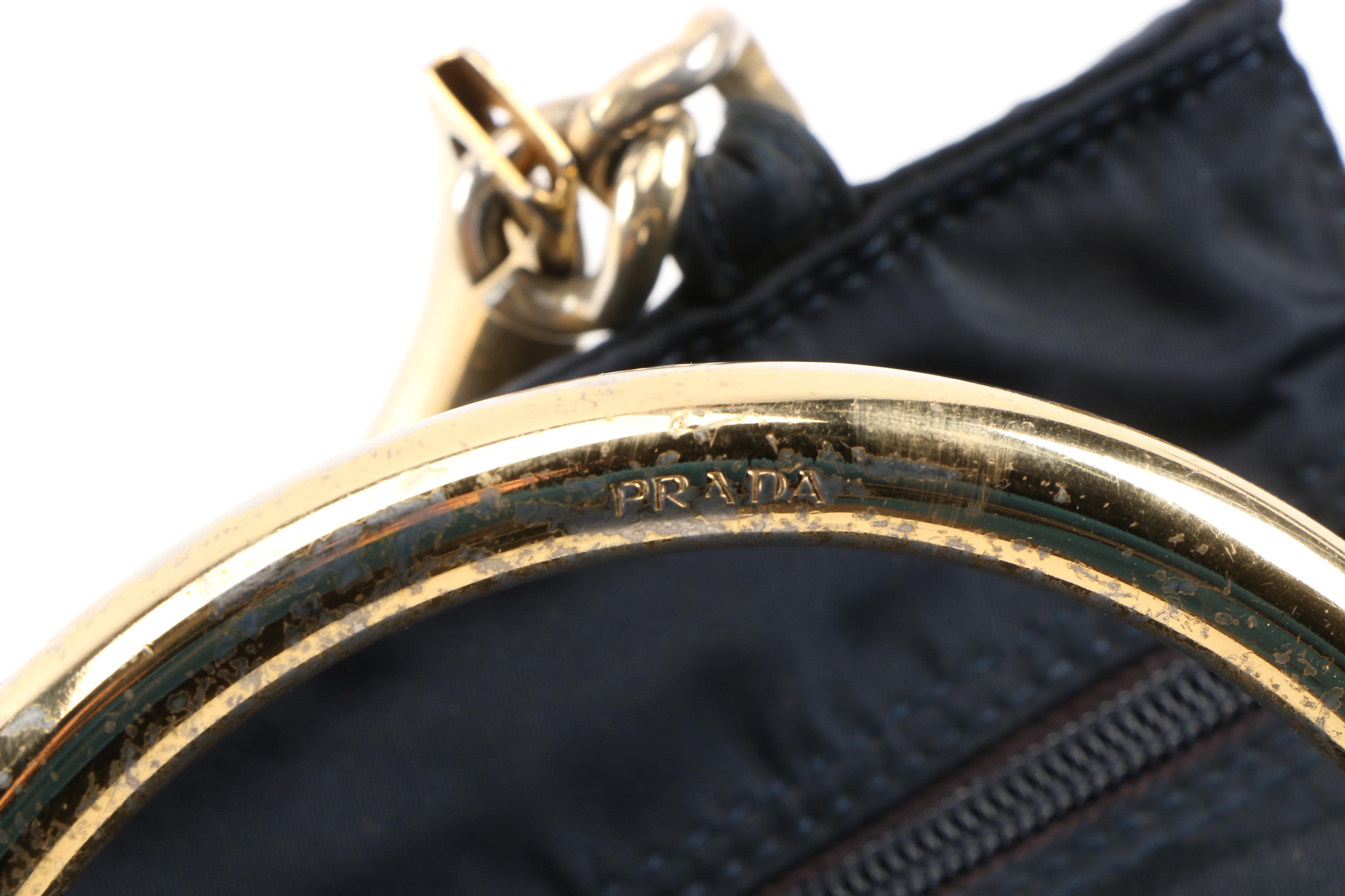 Prada Midnight Blue Tessuto Nylon Bracelet Handle Bag