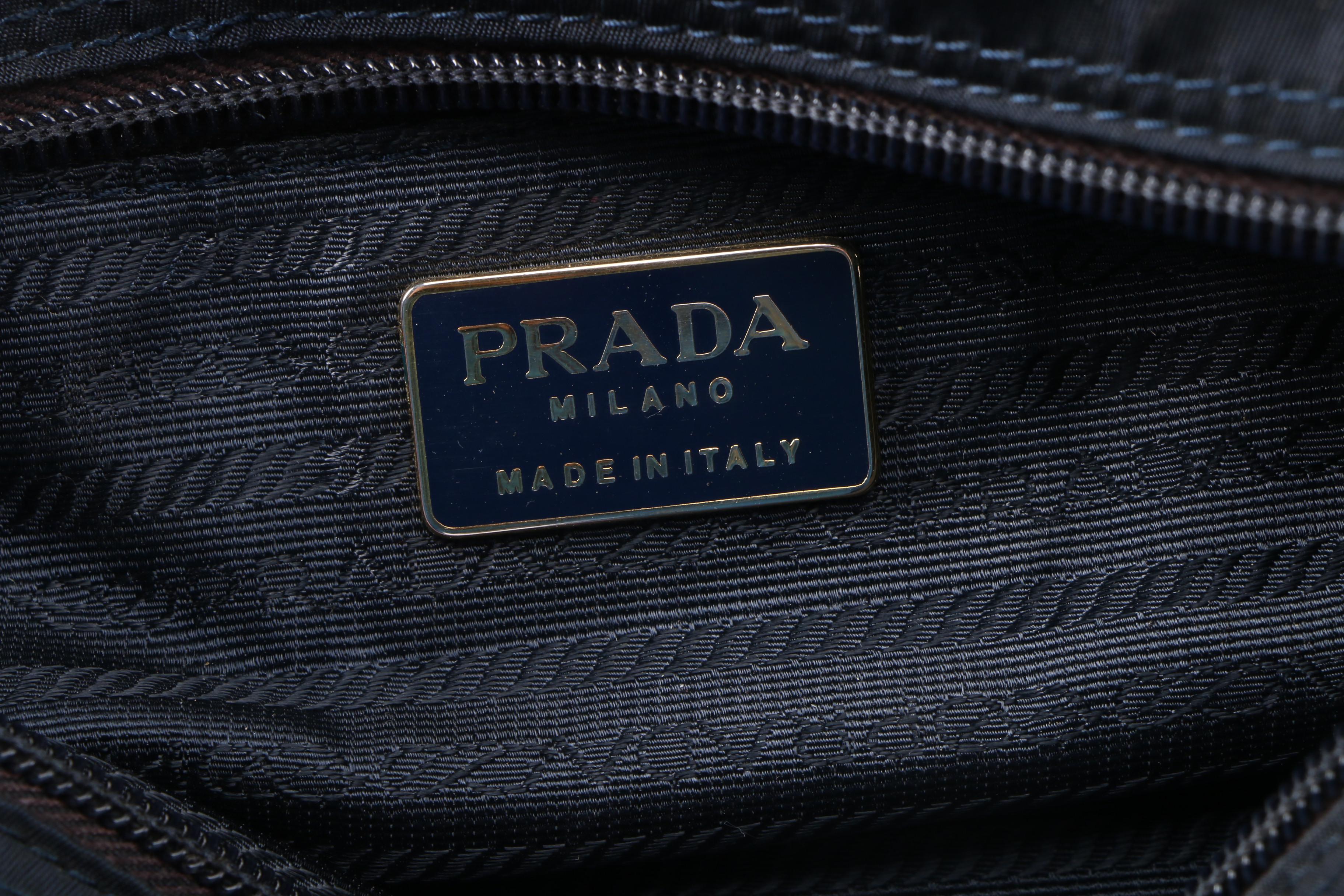 Prada Midnight Blue Tessuto Nylon Bracelet Handle Bag