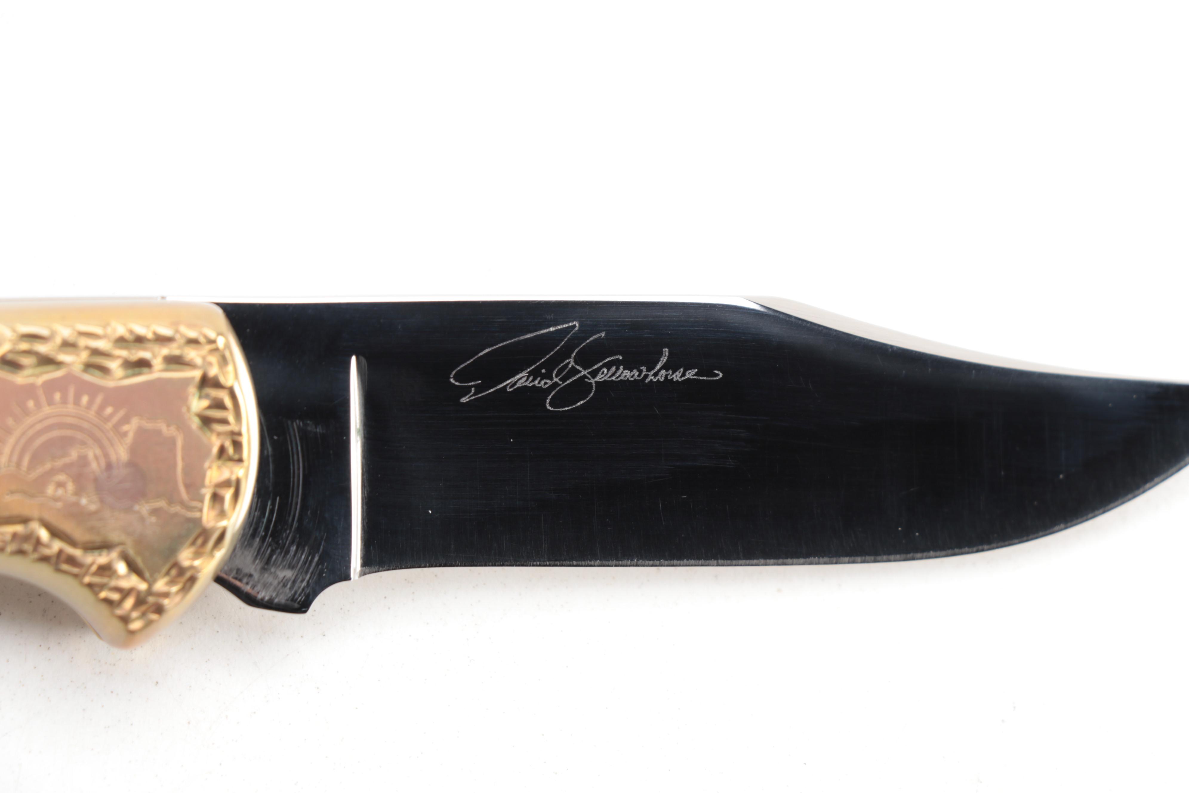 Buck Custom Handmade Turquoise Knife by Navajo Artist Dave Yellowhorse with Case