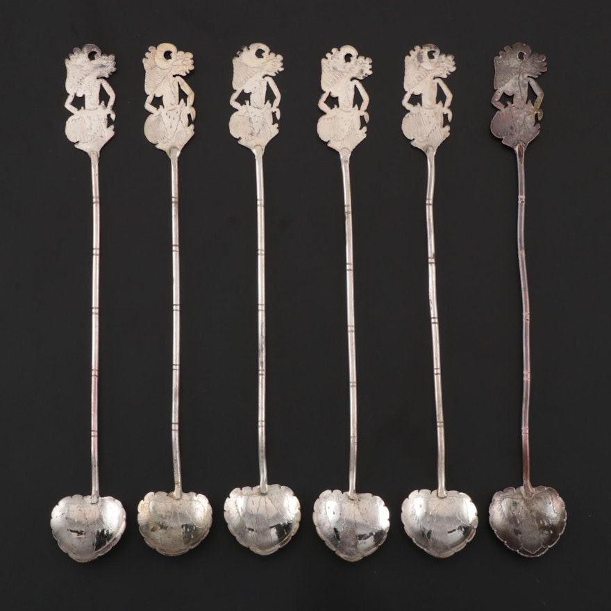 Silver Plate Stirring Spoons with Figural Handles